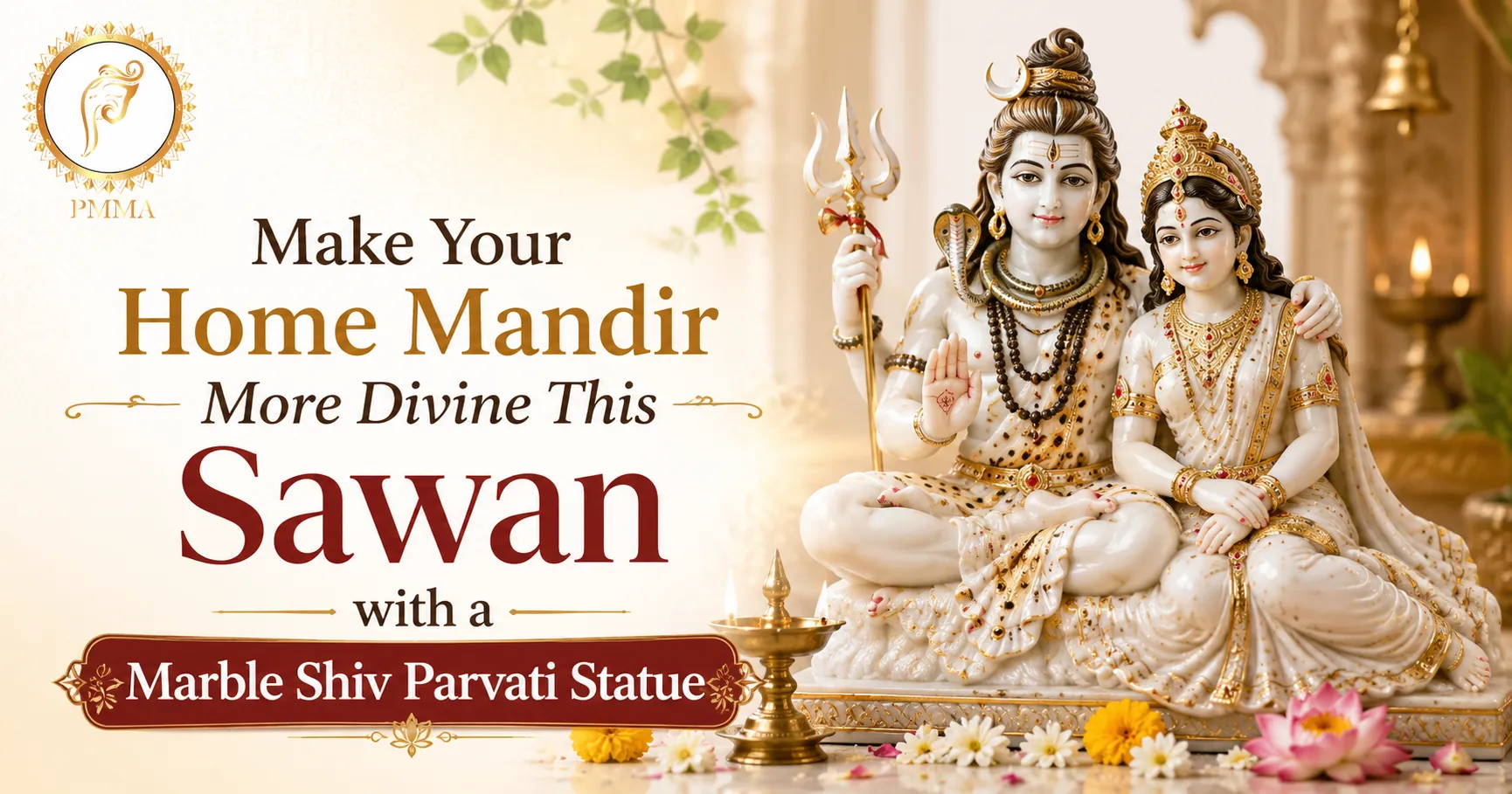 Make Your Home Mandir More Divine This Sawan with a Marble Shiv Parvati Statue