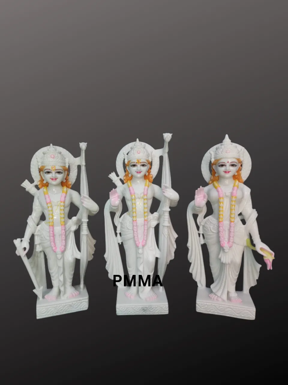 Handcrafted Marble Ram Darbar Idol Set for Home Mandir – 12 Inch
