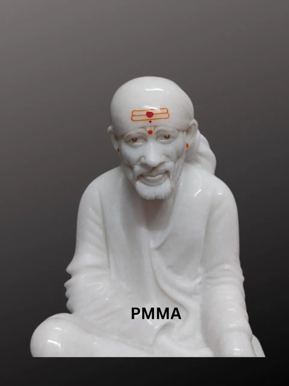 12 Inches Sai Baba Marble Idol – Handcrafted Small Statue for Home Temple