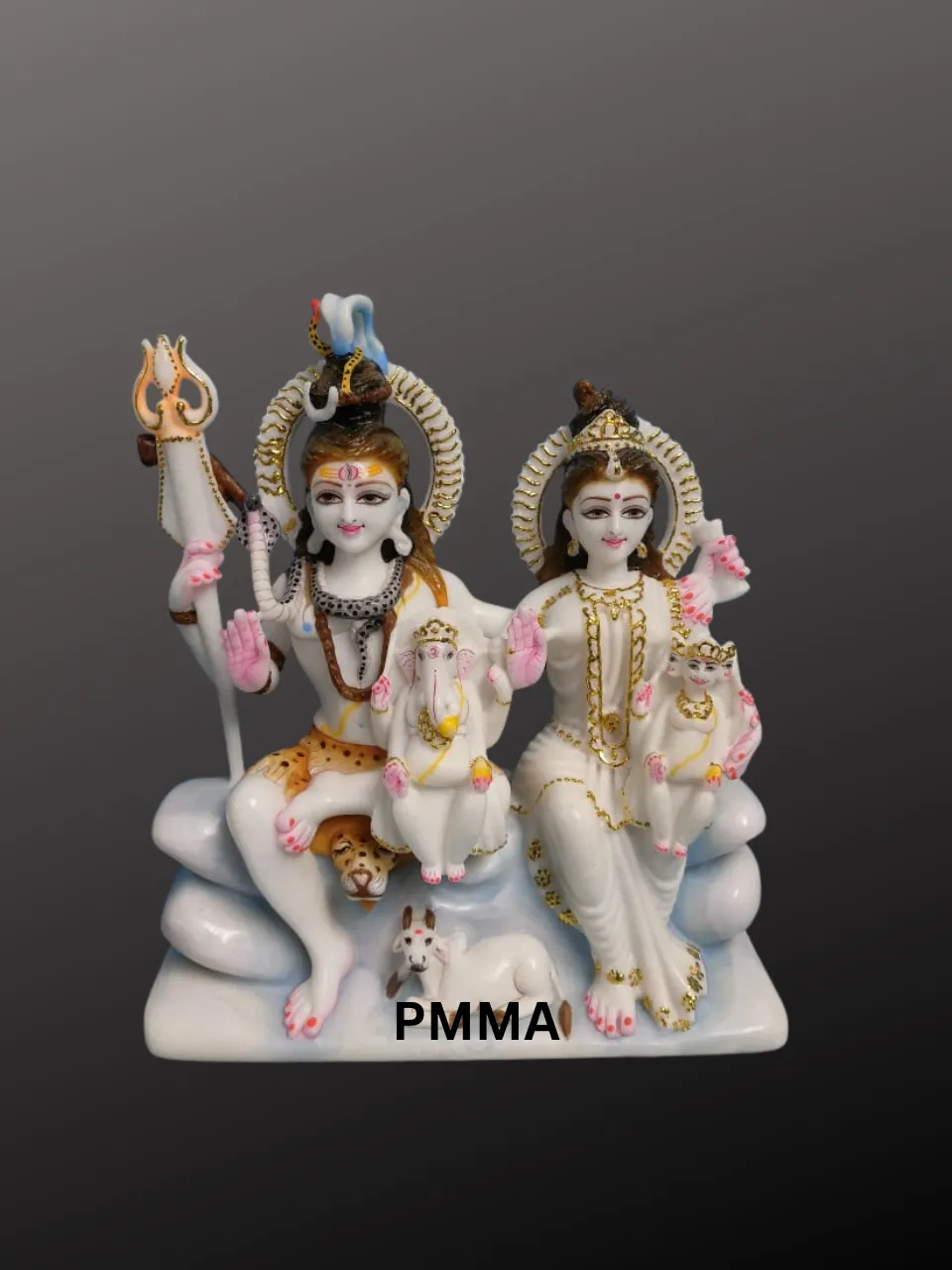 Marble Shiv Parivar Idol – Handcrafted Makrana Marble Shiva Family Murti